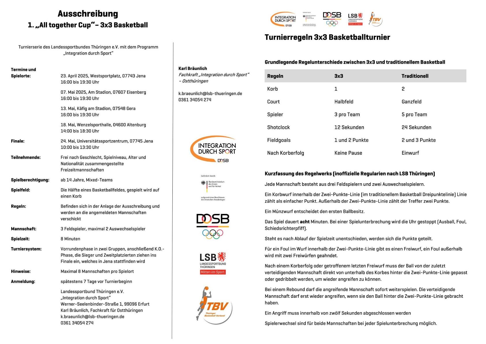 Ausschreibung "All together Cup" - 3x3 Basketball